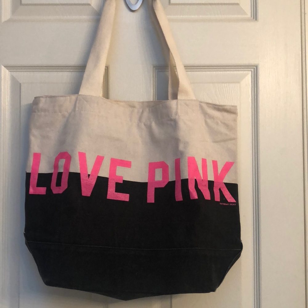 PINK Victoria’s Secret 💗LOVE PINK 💋 Blk&Wht Tote